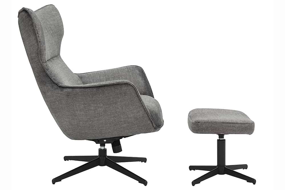 Design Hocker VOGUE 45cm grau Samt drehbar schwarze Metallbeine Fußhocker
