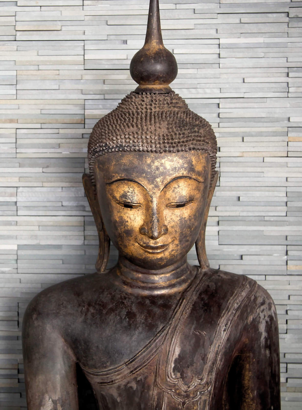Fototapete DESIGNWALLS 2.0 - braun-grau - Buddha - 2,6 Meter