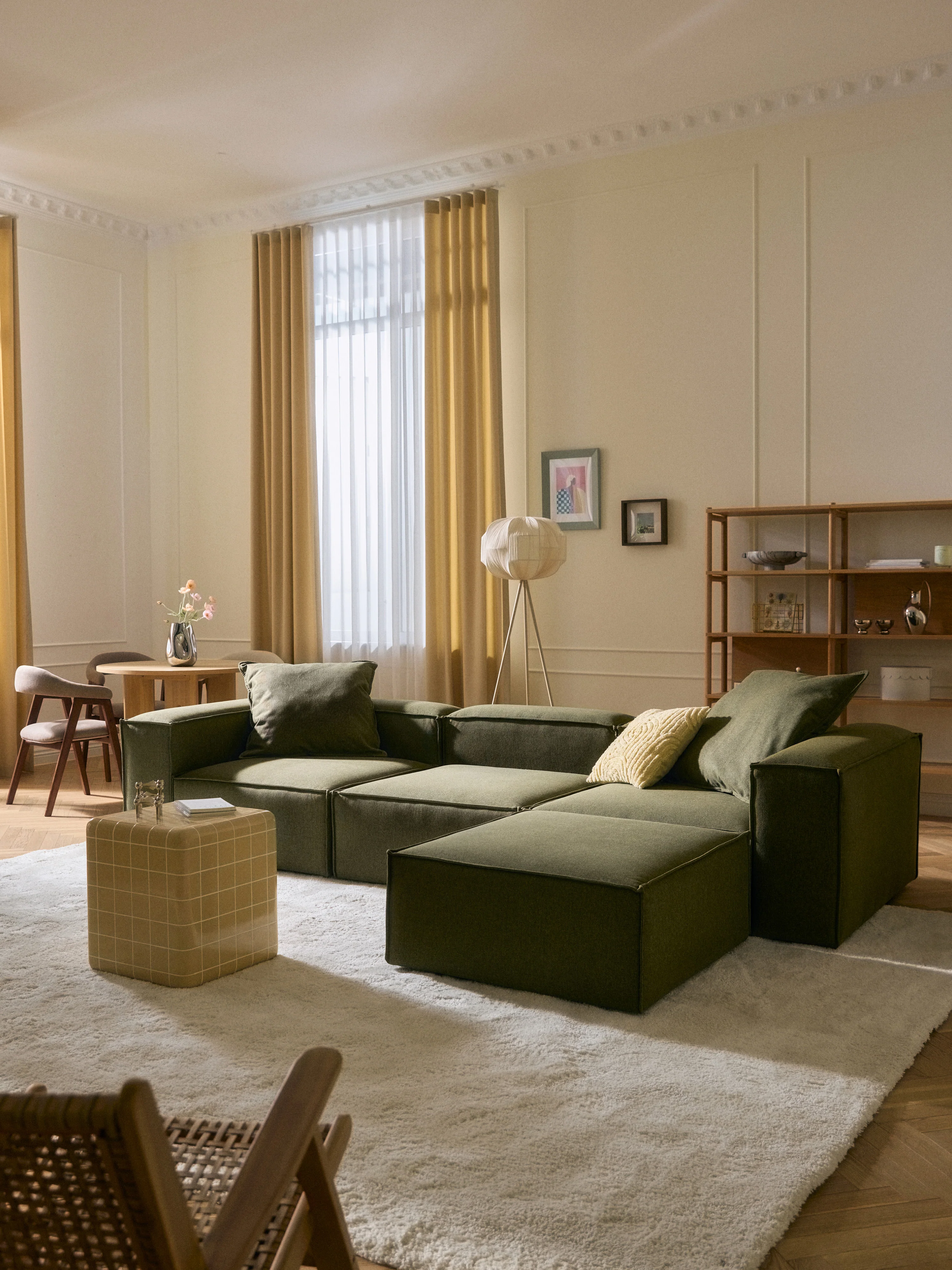 Modulaire bank Lennon (4-zits) met poef (links/rechts)