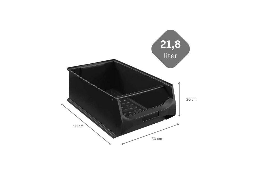 PROREGAL Geleidende Opbergdoos 5.1 Met Handvat HxBxD 20 x 30 x 50 cm 21,8 Liter ESD Opbergdoos