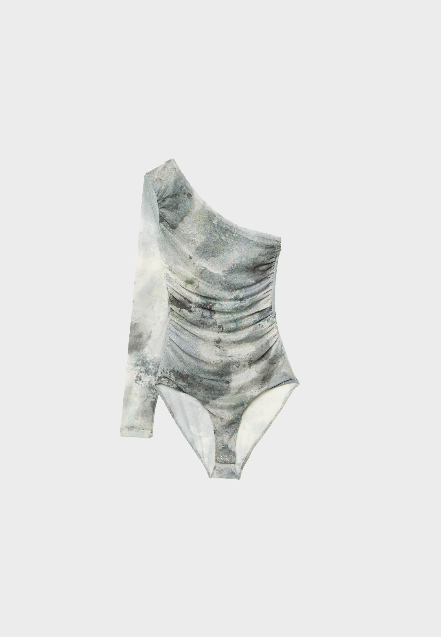 Body de tule assimétrico estampado