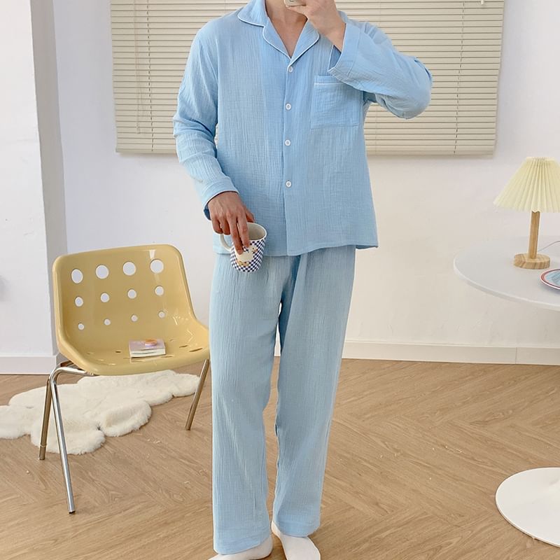 Siensien - Bijpassende pyjamaset voor koppels: top met lange mouwen + broek