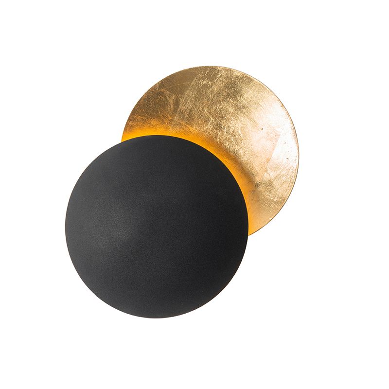 Moderne wandlamp zwart met goud - Sunrise