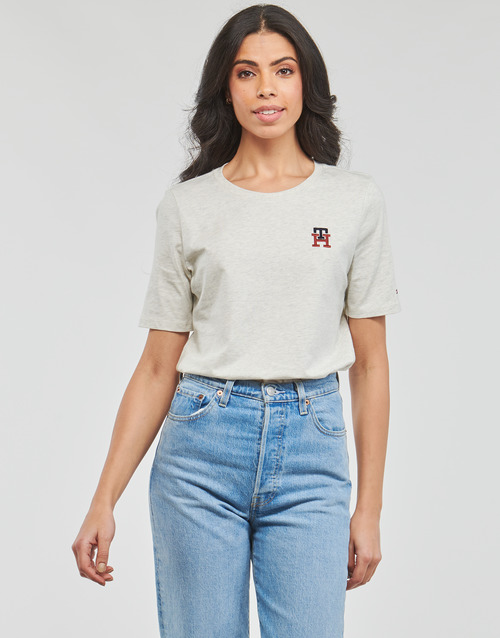 Tommy Hilfiger - REG MONOGRAM EMB C-NK SS - Beige