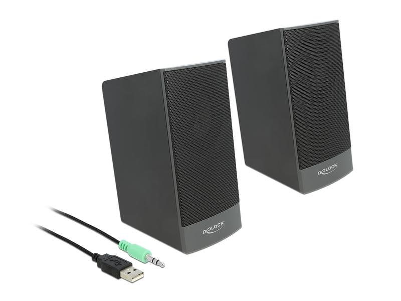 Delock PC-Lautsprecher Stereo 2.0 Delock USB Stereo 2.0 Lautsprecher mit 3.5 mm Klinkenstecker und USB Stromversorgung