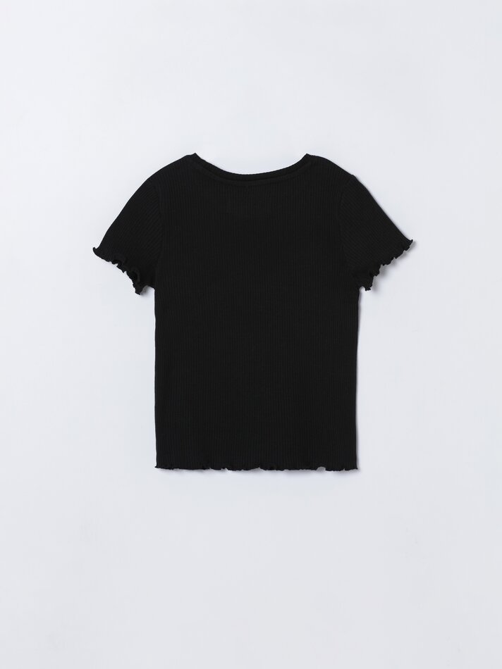 Conjunto de 2 camisetas caneladas - Pretas