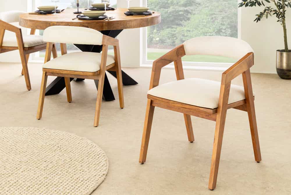 Design Stuhl MAMMUT beige natur massives Akazienholz honey finish