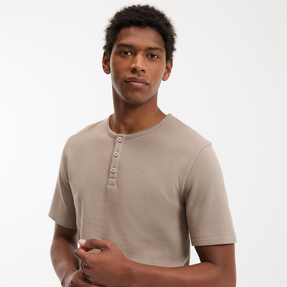 COLEÇÃO LA REDOUTE<br>Camiseta com gola túnica e mangas curtas