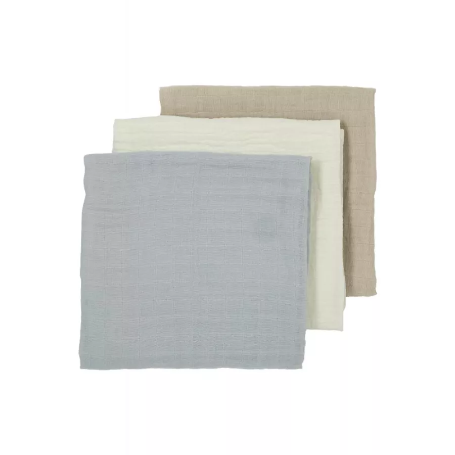 MEYCO Musslin Mullwindeln 3er-Pack Uni OffwhiteLight GreySand