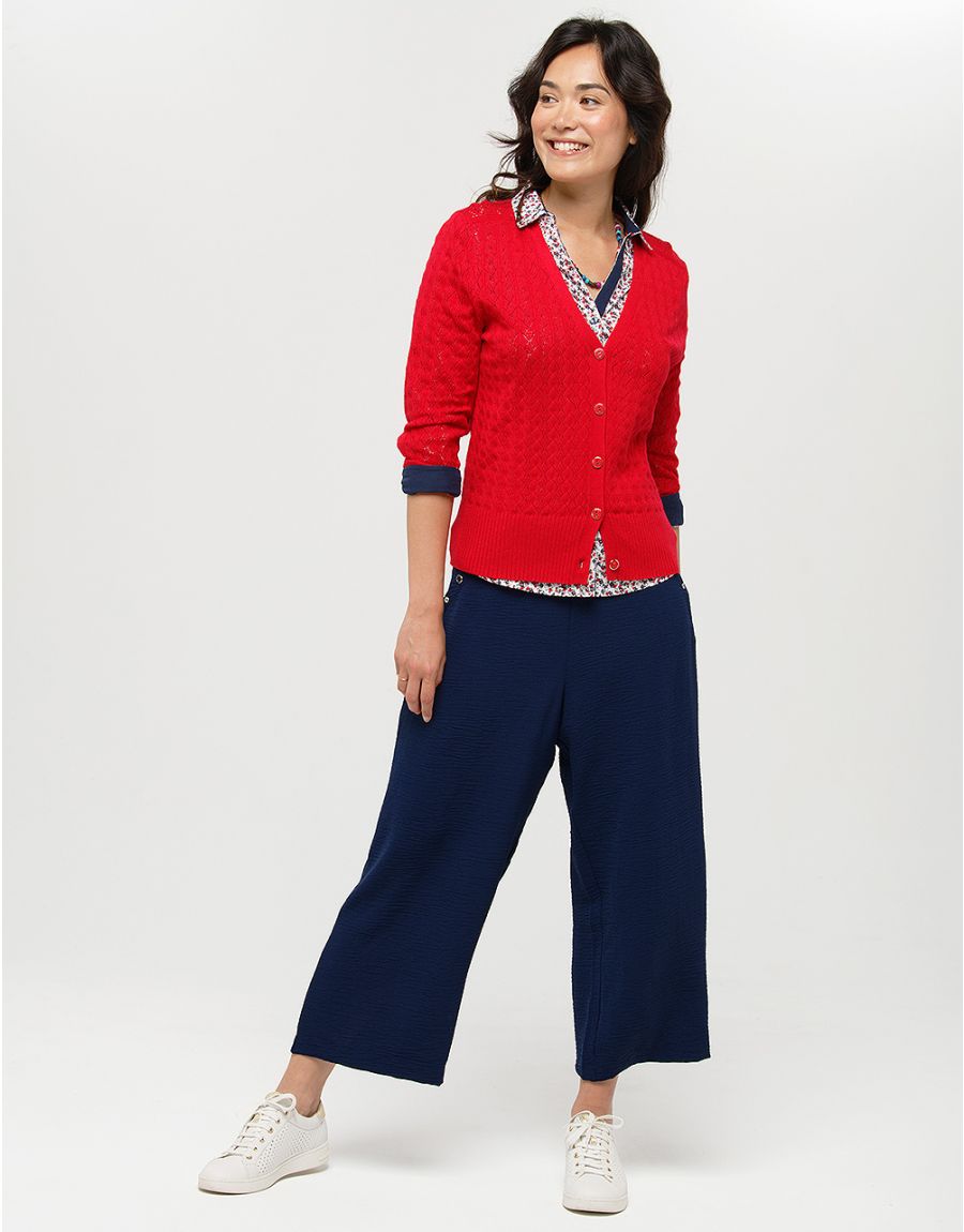 Gilet maille rouge col v