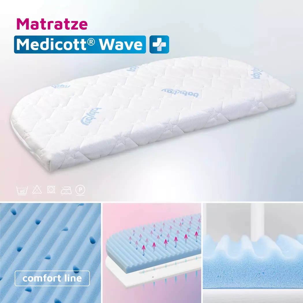 Baby-Kaltschaummatratze MediTex Wave 49,5x89 cm