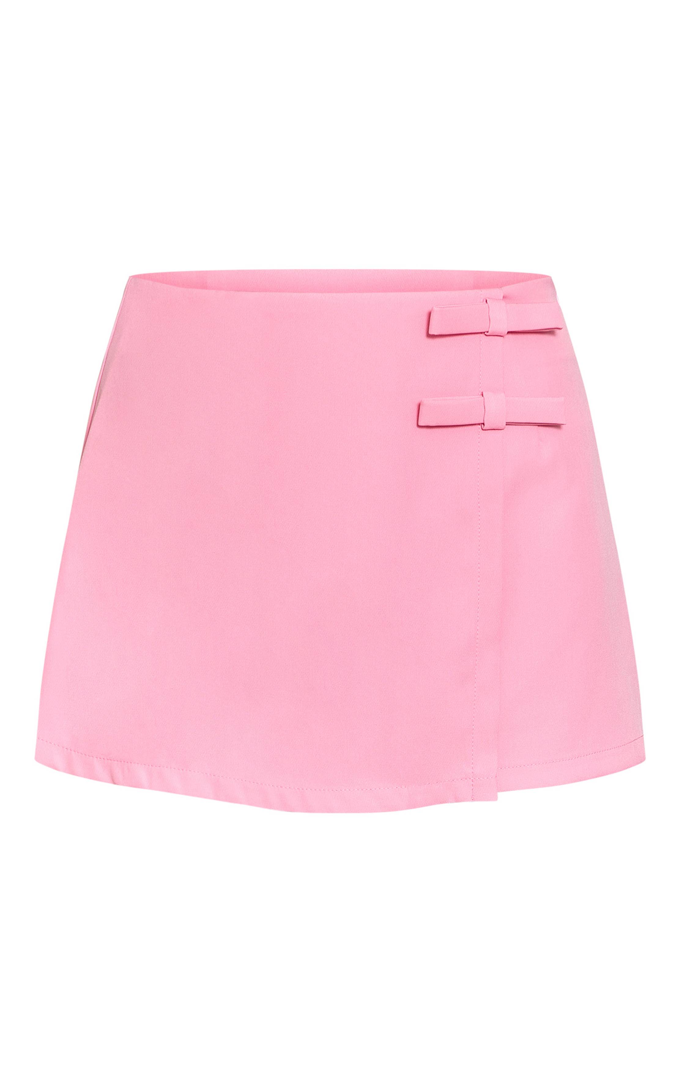 Rose Bonbon Jupe Portefeuille Avec Nœud Décoratif