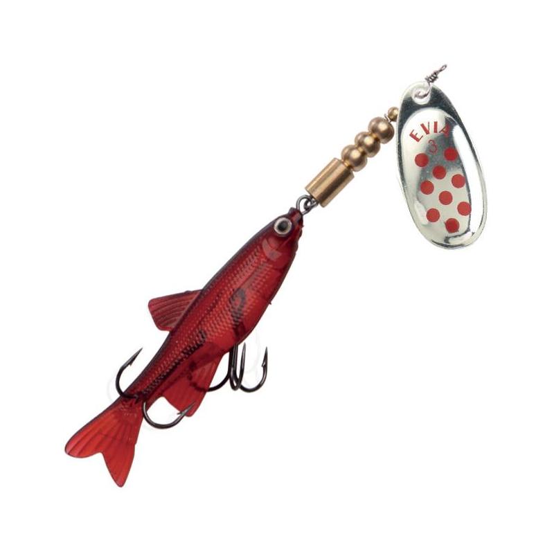 Cuiller Tournante Evia Minnow Mod 11Bis Rouge - Argent Points Rouges