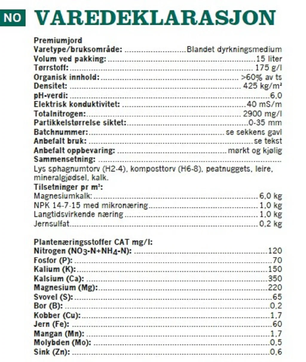 Premiumjord 15 L