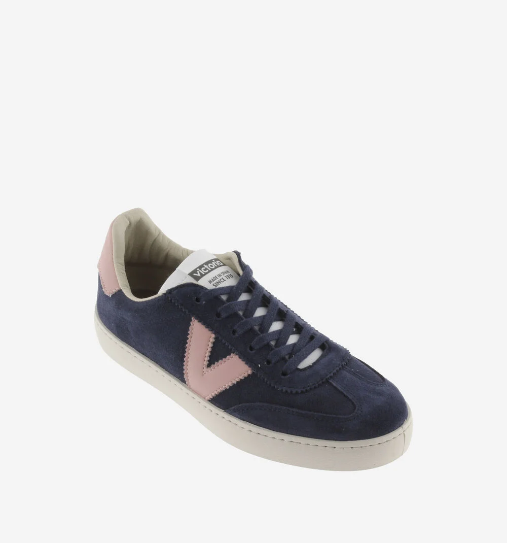 BERLÍN CYCLISTE CUIR FENDU Baskets unisexes avec détails colorés MARINO