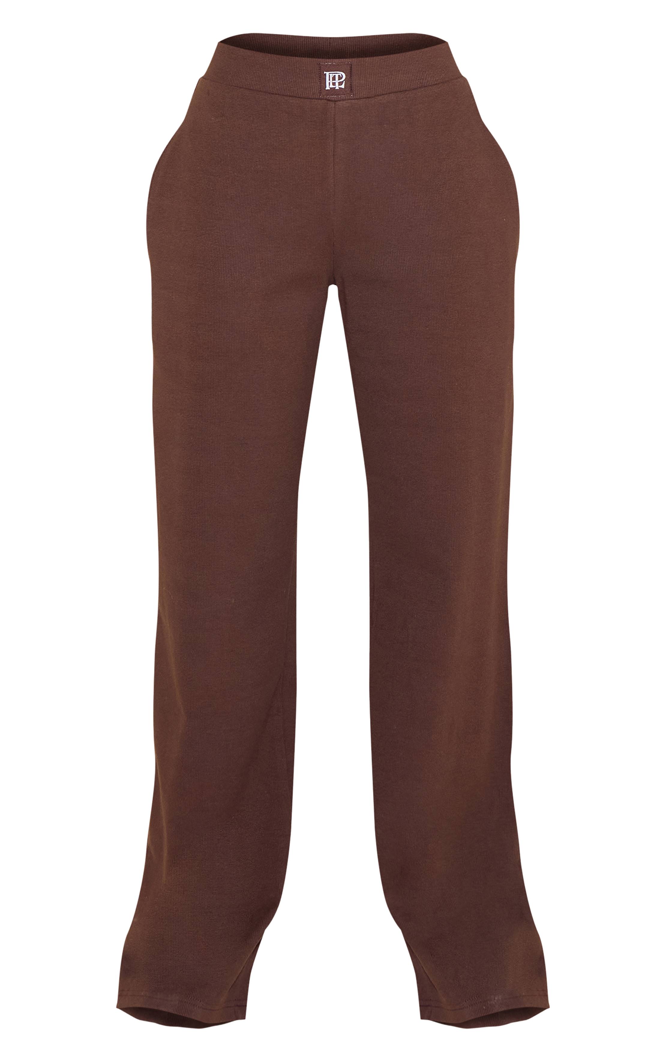 Chocolat Prettylittlething Pantalon De Nuit Côtelé Large À Élastique Tonal