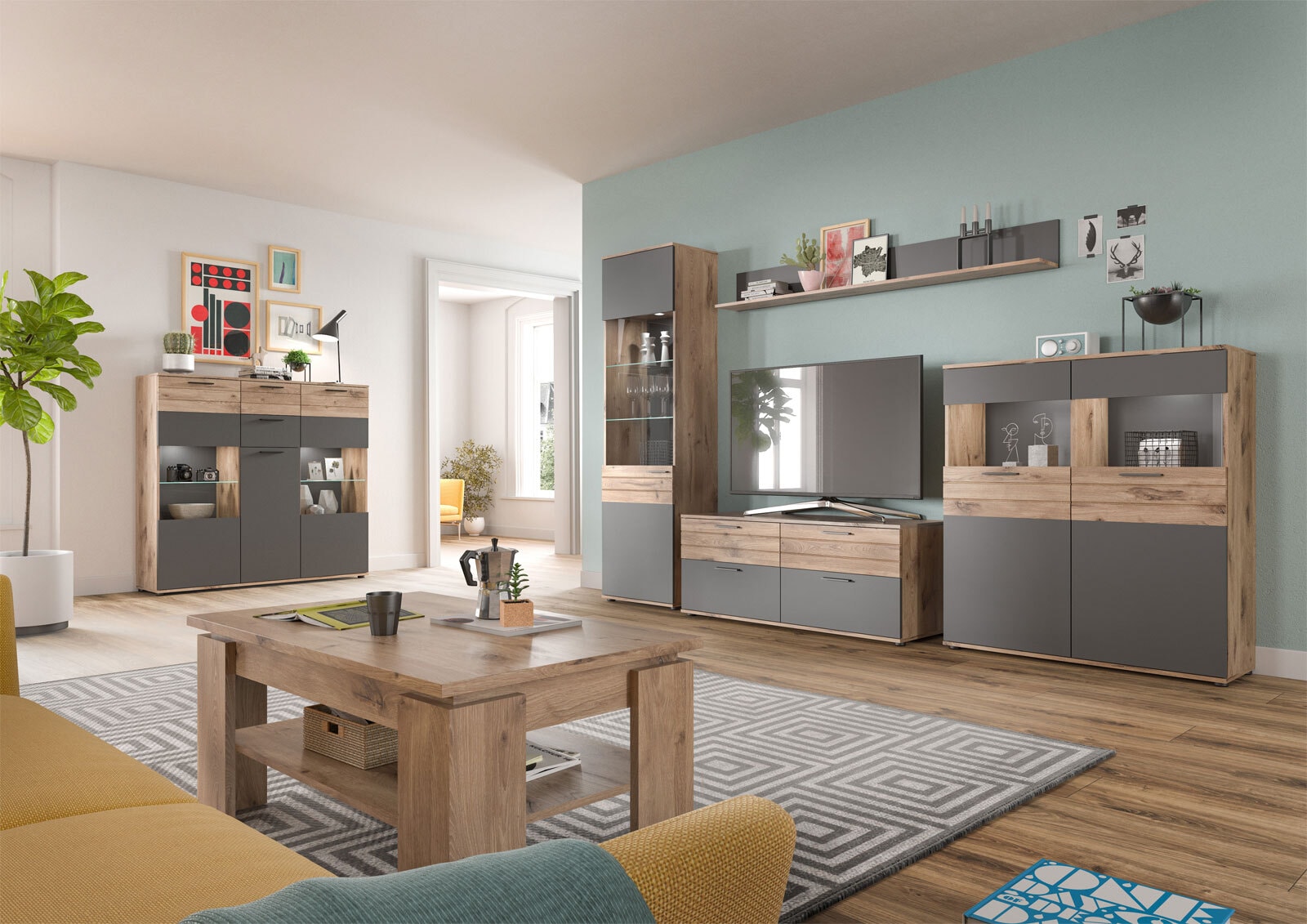 Highboard Mason Grau/Braun 110x122x37 cm