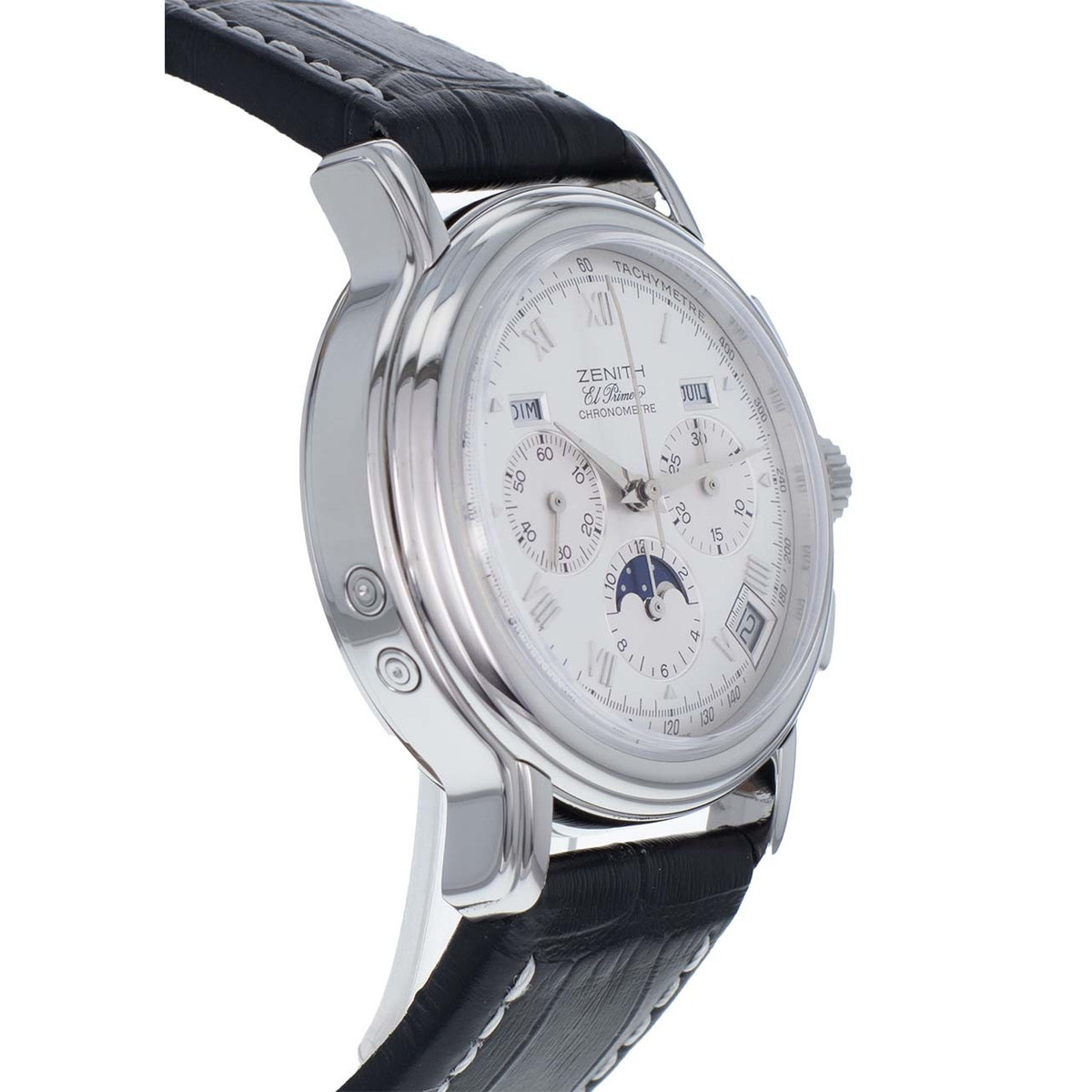 Montre d'occasion Zenith El Primero homme chronographe automatique acier cuir