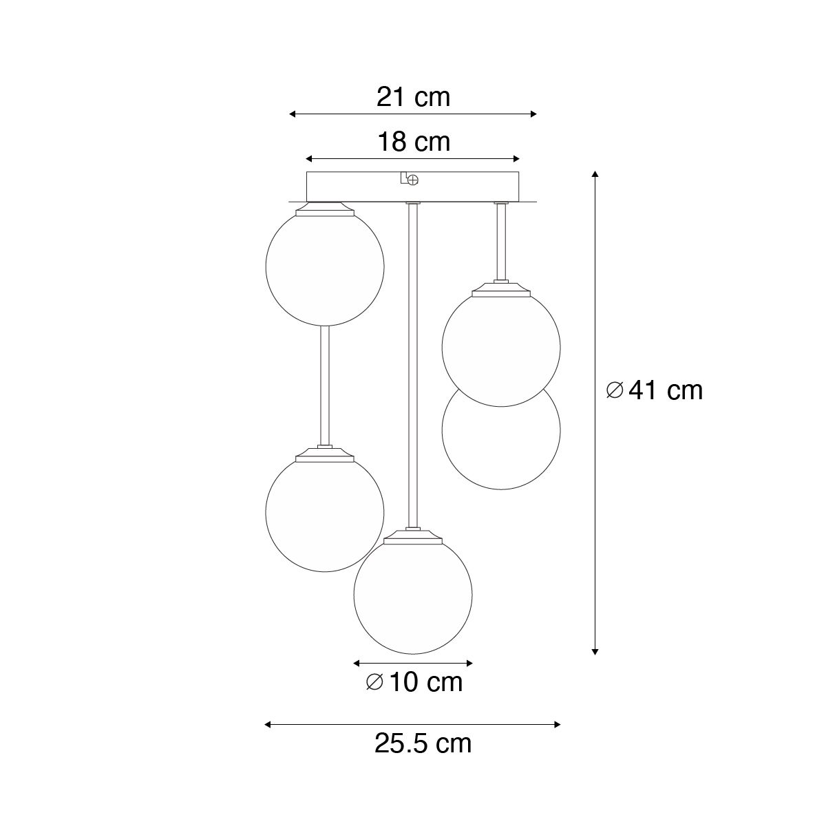 Design plafondlamp brons met brons glas 5-lichts - Athens