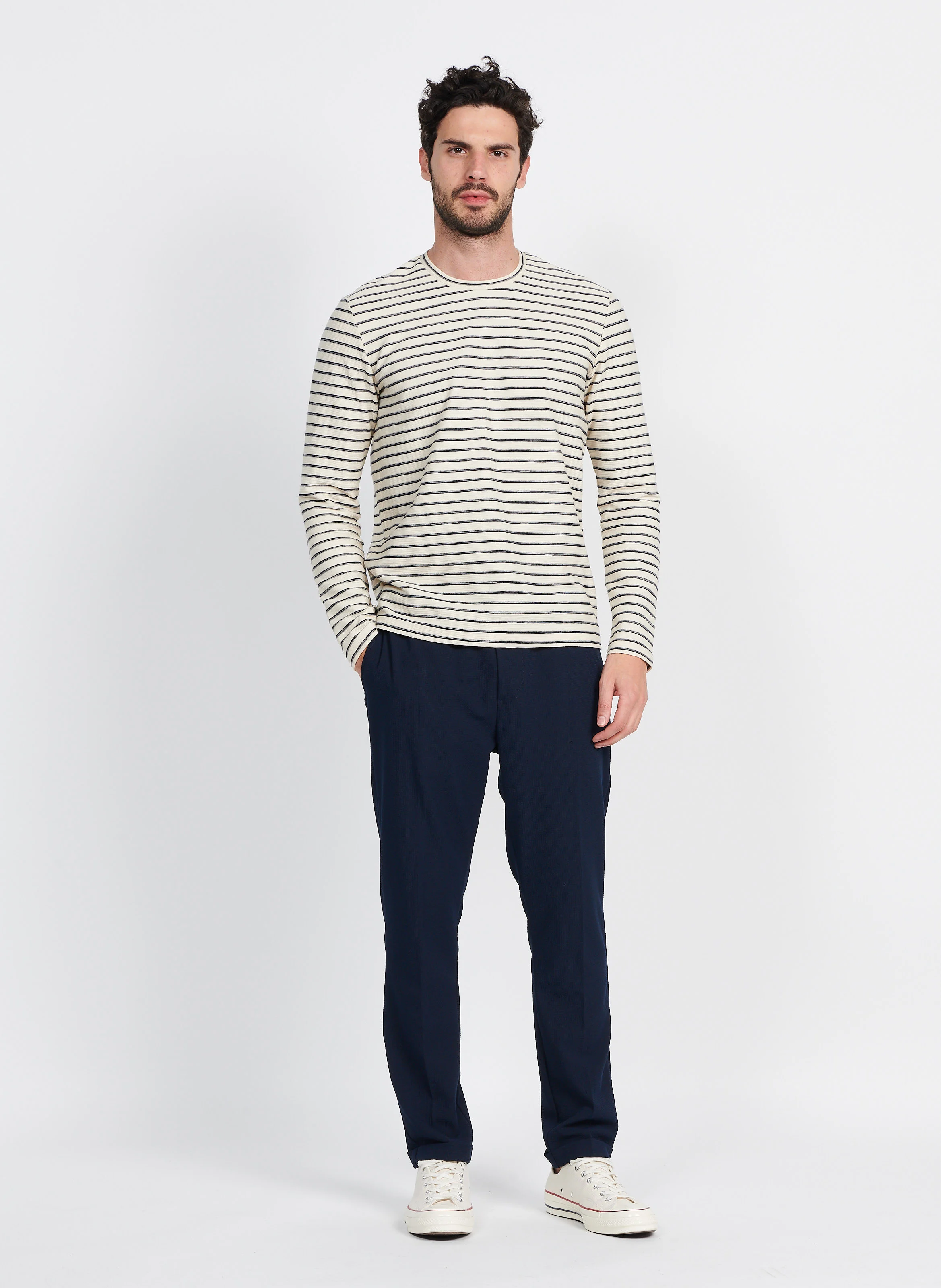 Pantalon carotte élastique | Bleu