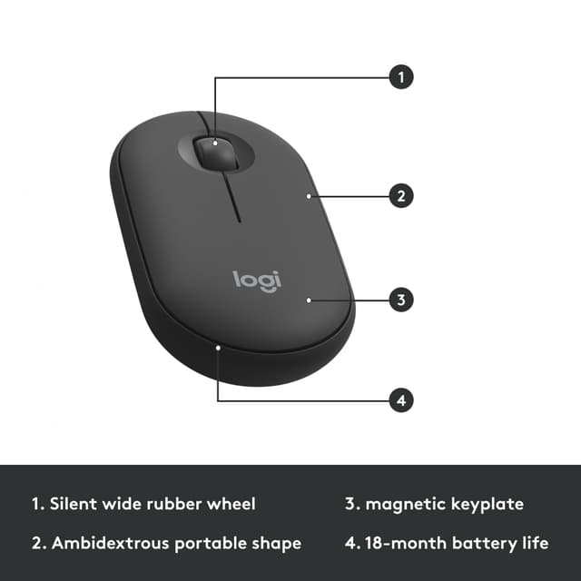 Logitech MK470 Slim Combo mus og tastatur (graphite)