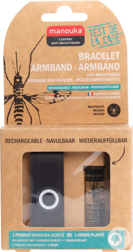 Manouka Bracelet Anti-Moustiques Uni Noir 1 Pièce