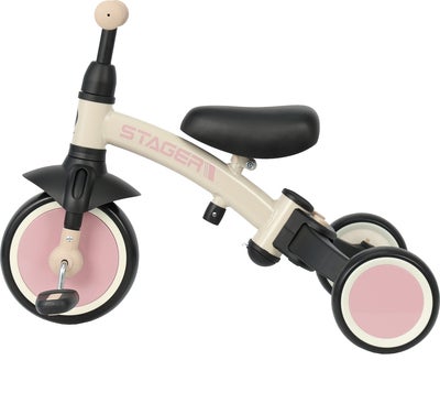 QPlay Stager 3-in-1 Transformerbar Trehjulssykkel, Rosa