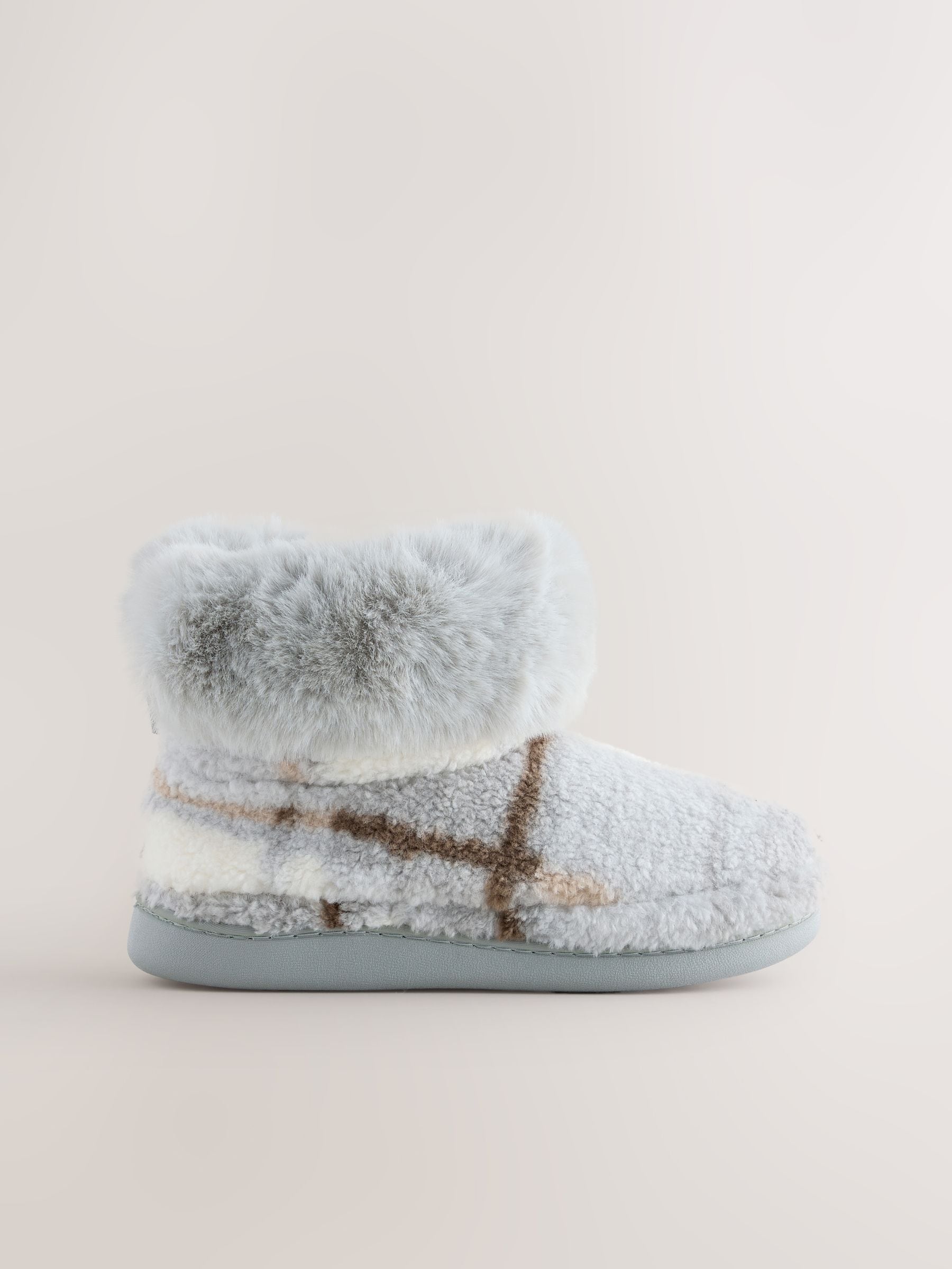 Grijs - Faux Fur Borg Boot Slippers