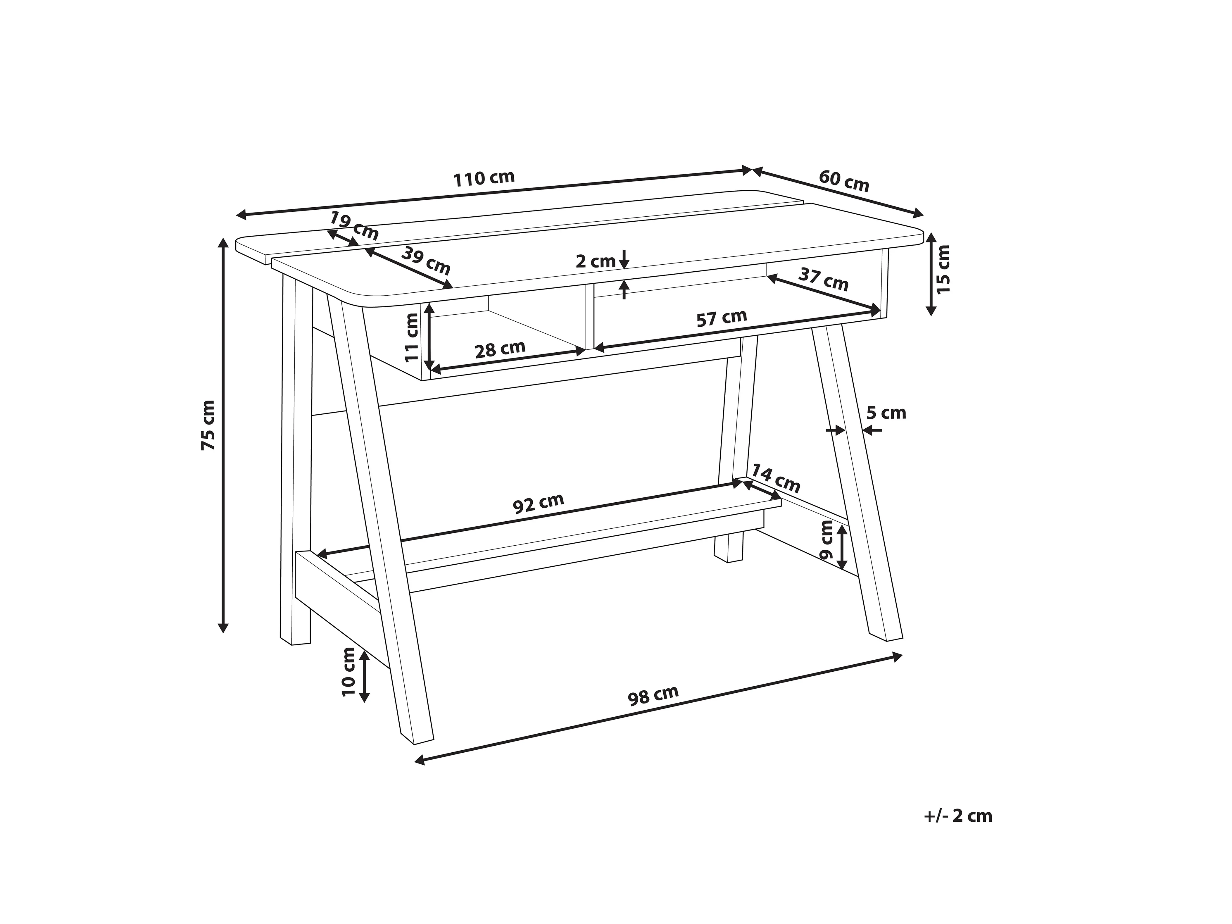 Bureau JACKSON Wit 110 cm 60 cm