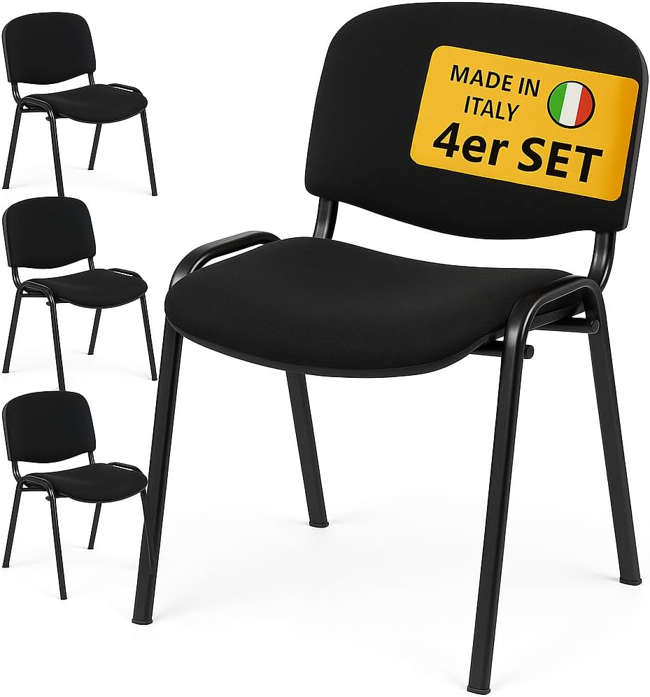 Topsit 4er Set Wartezimmerstuhl, stapelbarer Besucherstuhl mit weich gepolsterter Sitzfläche, Metallgestell Bürostuhl, Konferenzstuhl für Home Office, Rezeption Pausen Raum