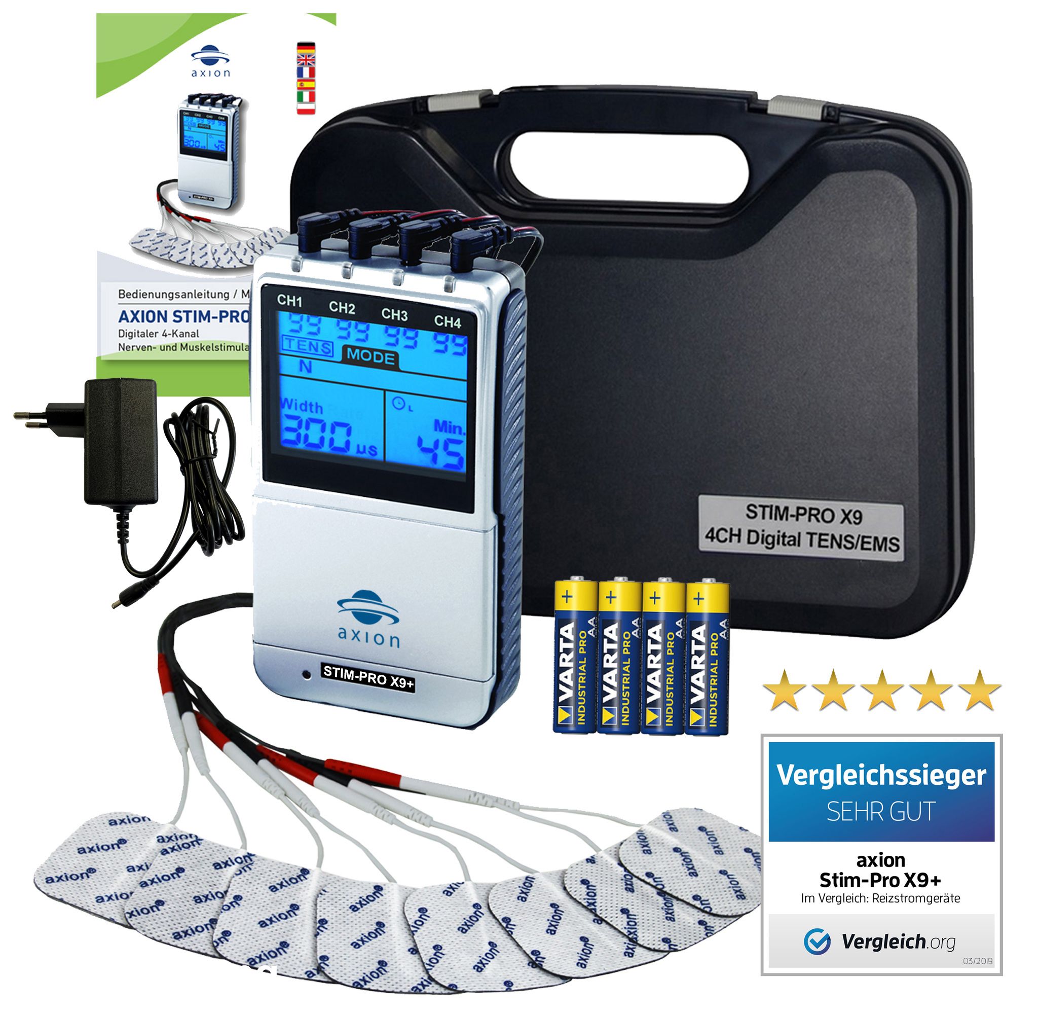 axion® 4 Kanal TENS EMS Kombigerät STIM-PRO X9+