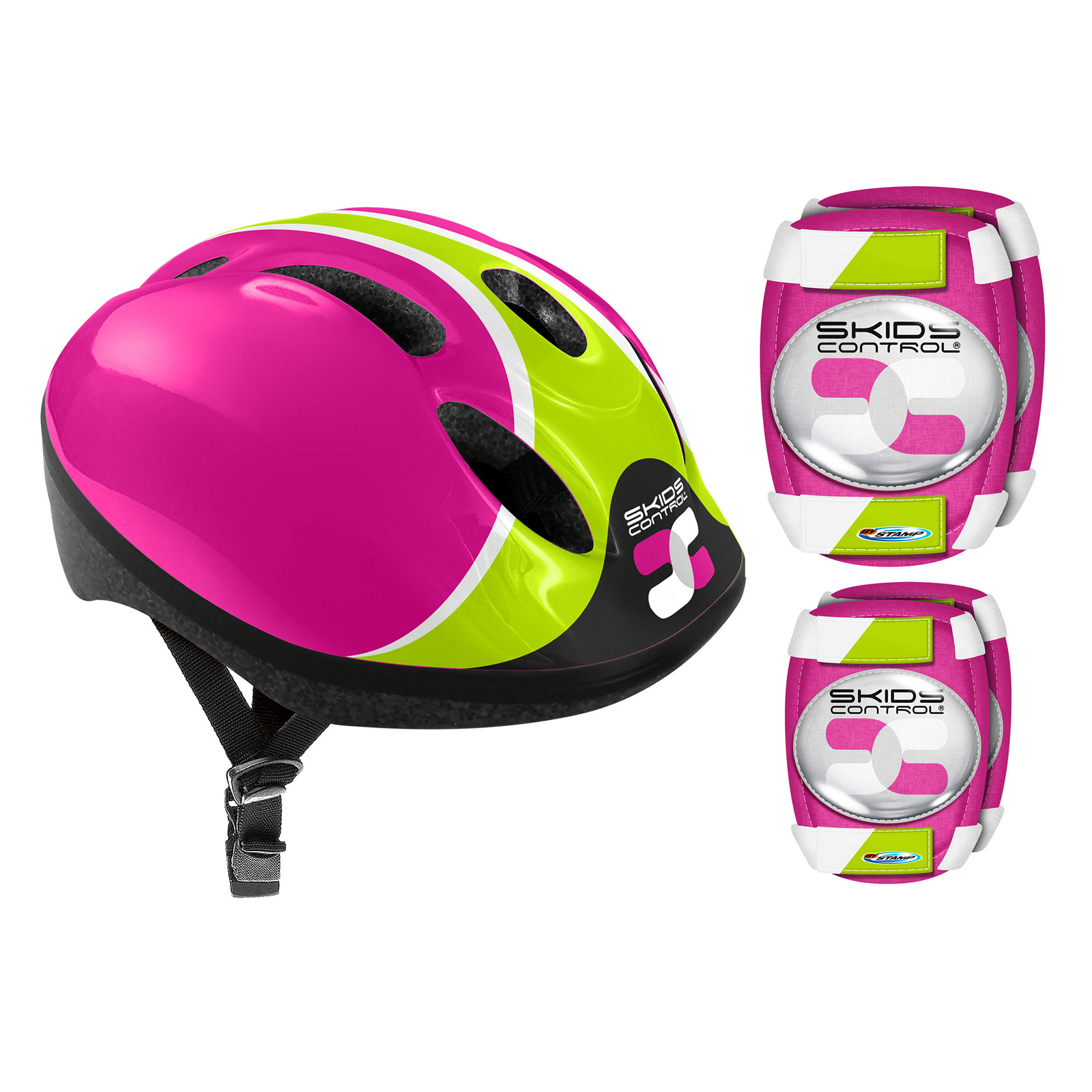 Capacete infantil, joelheiras e cotoveleiras, controle de derrapagem, tamanho 53-56 cm