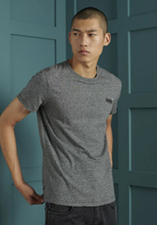 Superdry OL VINTAGE EMB TEE Karst black mega grit