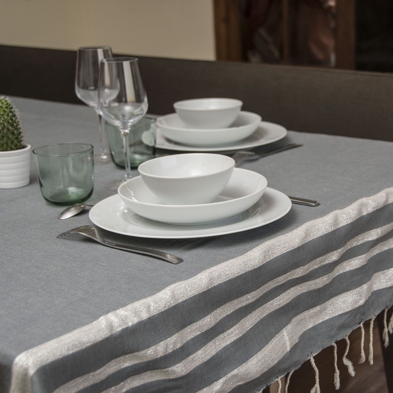 Febronie Nappe 100% Coton 200 g/m² Hamptons gris moyen