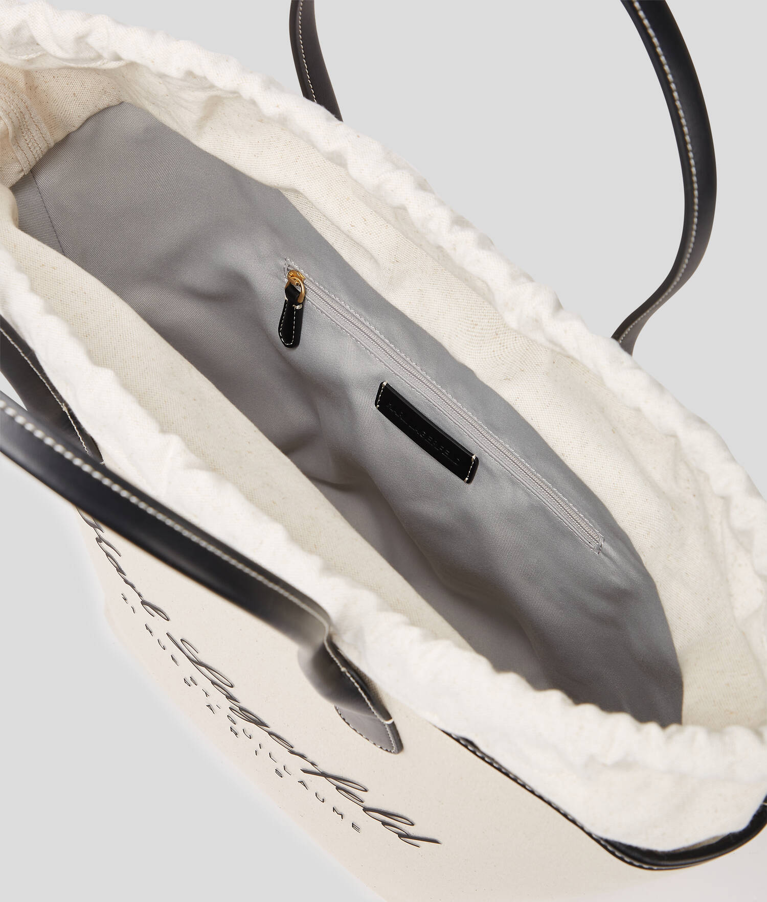 SAC CABAS EN TOILE HOTEL KARL DE TAILLE MOYENNE - Naturel/Noir