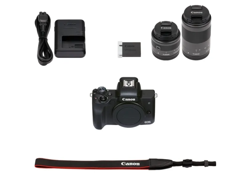 Canon EOS M50 Mark II - Digitalkamera - spejlløst - 24.1 MP - APS-C - 4K / 24 fps - 3x optisk zoom EF-M 15-45 mm IS STM og 55-200 mm IS STM objektiver - Wi-Fi, Bluetooth - sort