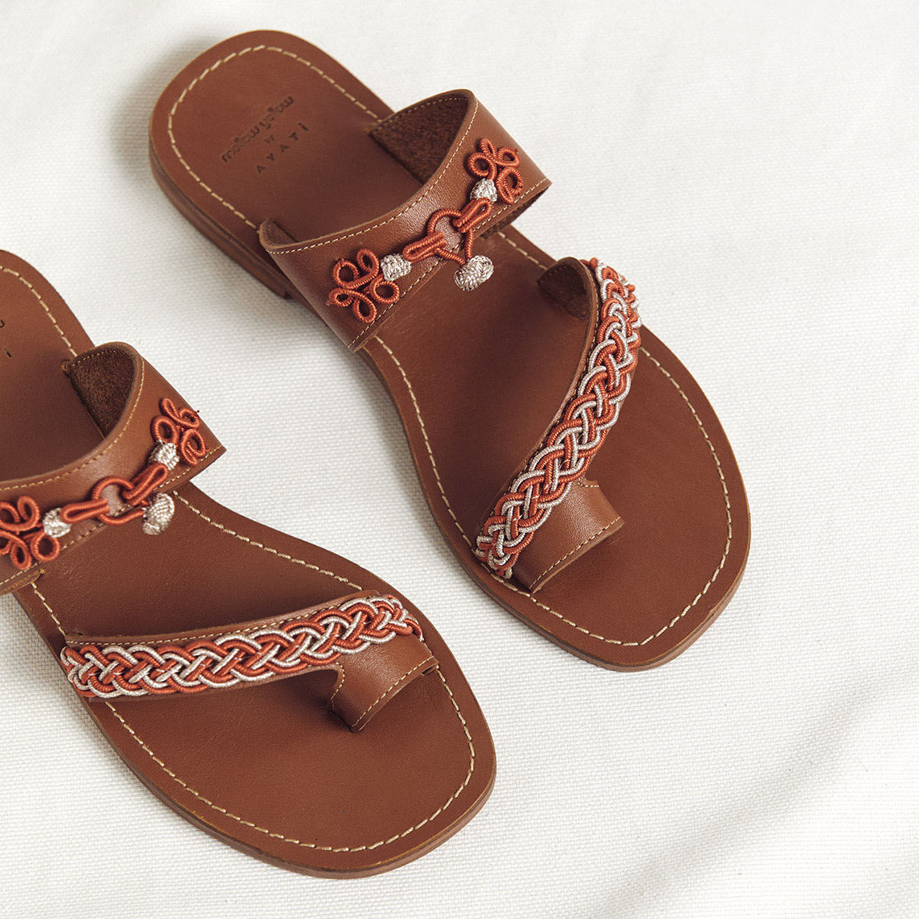 Mellow Yellow Sandales en Cuir Bahaar cognac