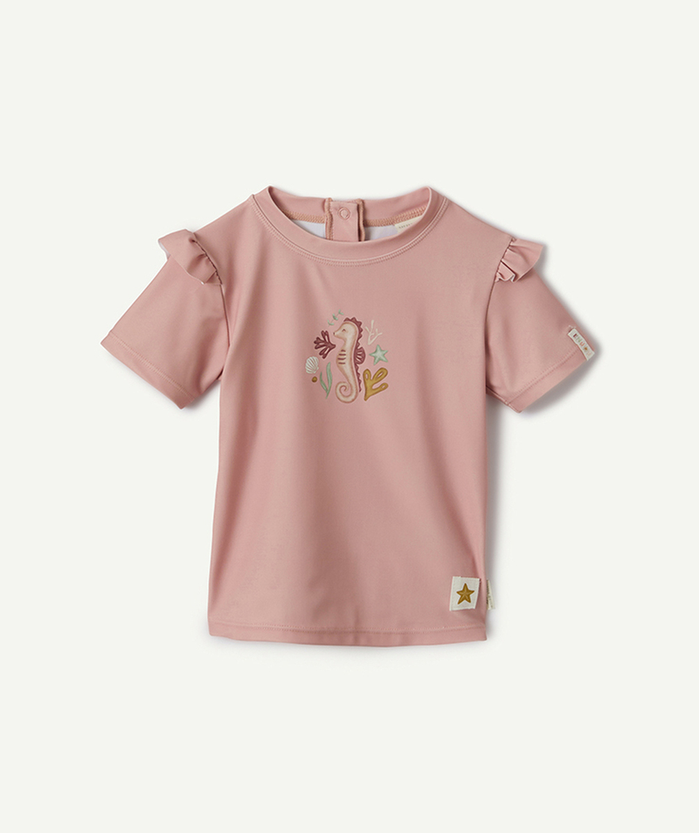 LITTLE DUTCHt-shirt de bain manches courtes bébé fille rose avec volants