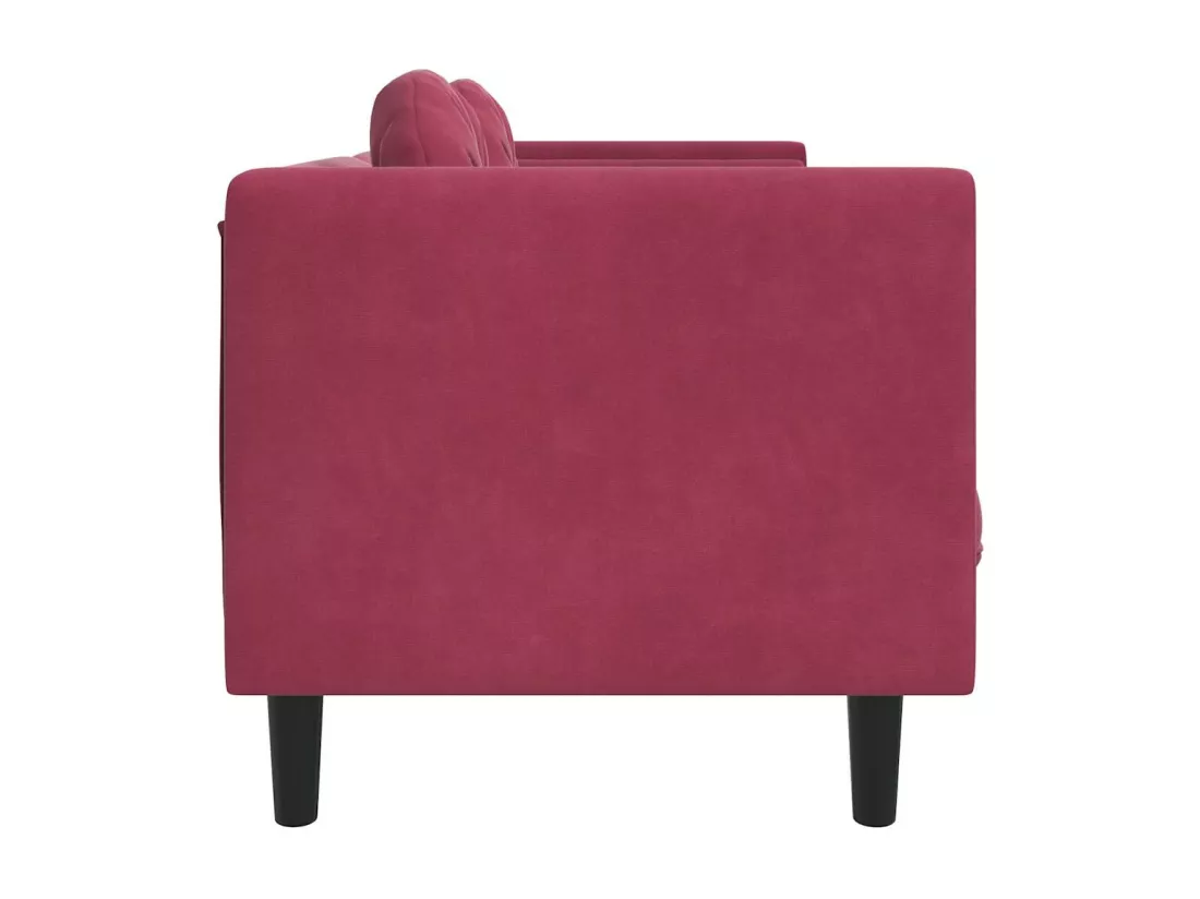 Canapé avec coussins 2 places rouge bordeaux velours