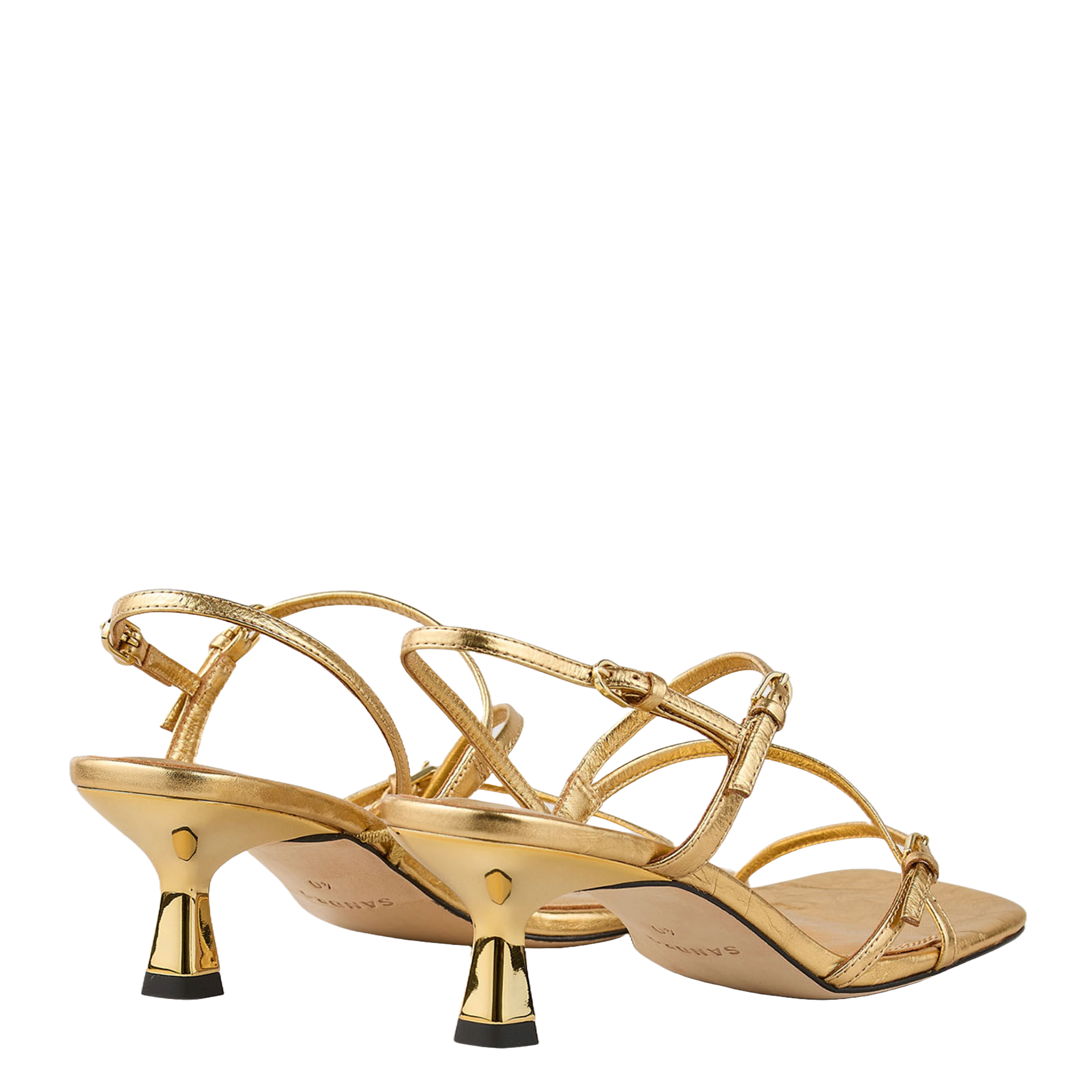 Sandales à brides en cuir | Doré