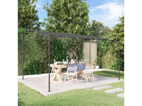 Auvent anthracite 4x3 m 180 g/m² tissu et acier