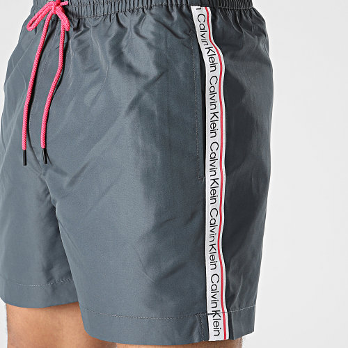Short De Bain A Bandes Medium Drawstring 0810 Gris Anthracite