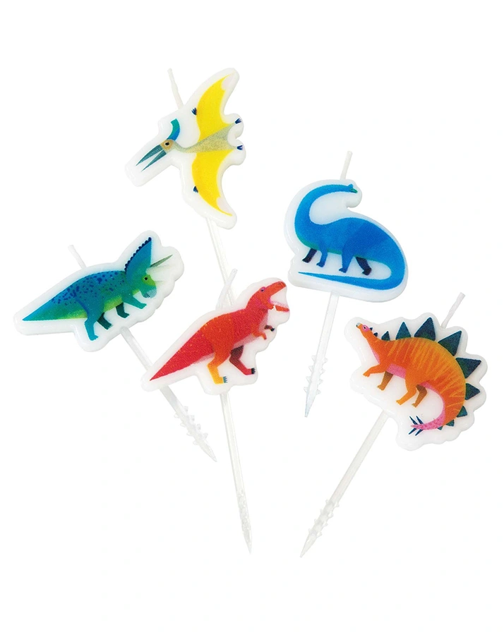 Kerzen DINOSAURIER 5er-Pack in bunt