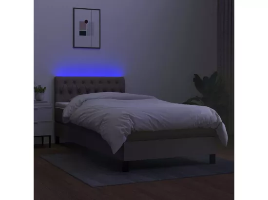 Sommier tapissier avec matelas et LED Taupe 90x190 cm Tissu