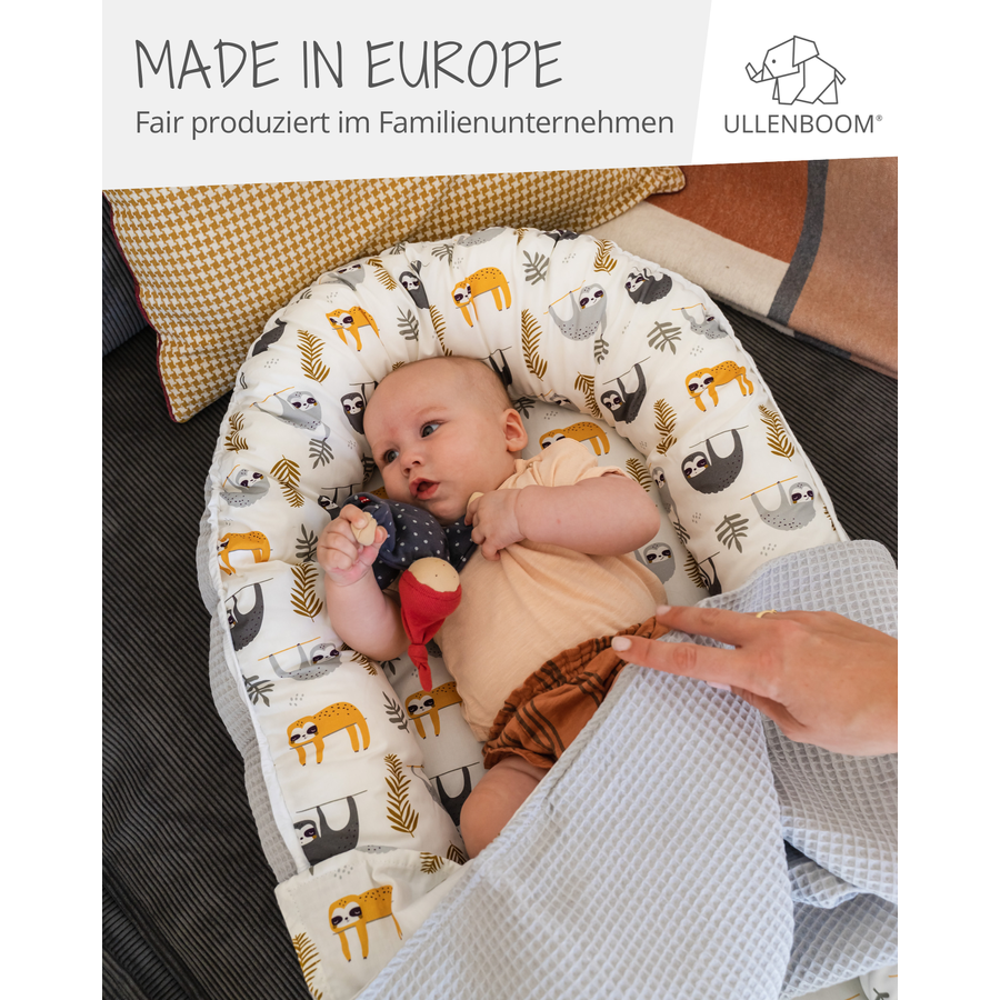 ULLENBOOM Babynest & Cocoon Waffel Motiv Floral Sand