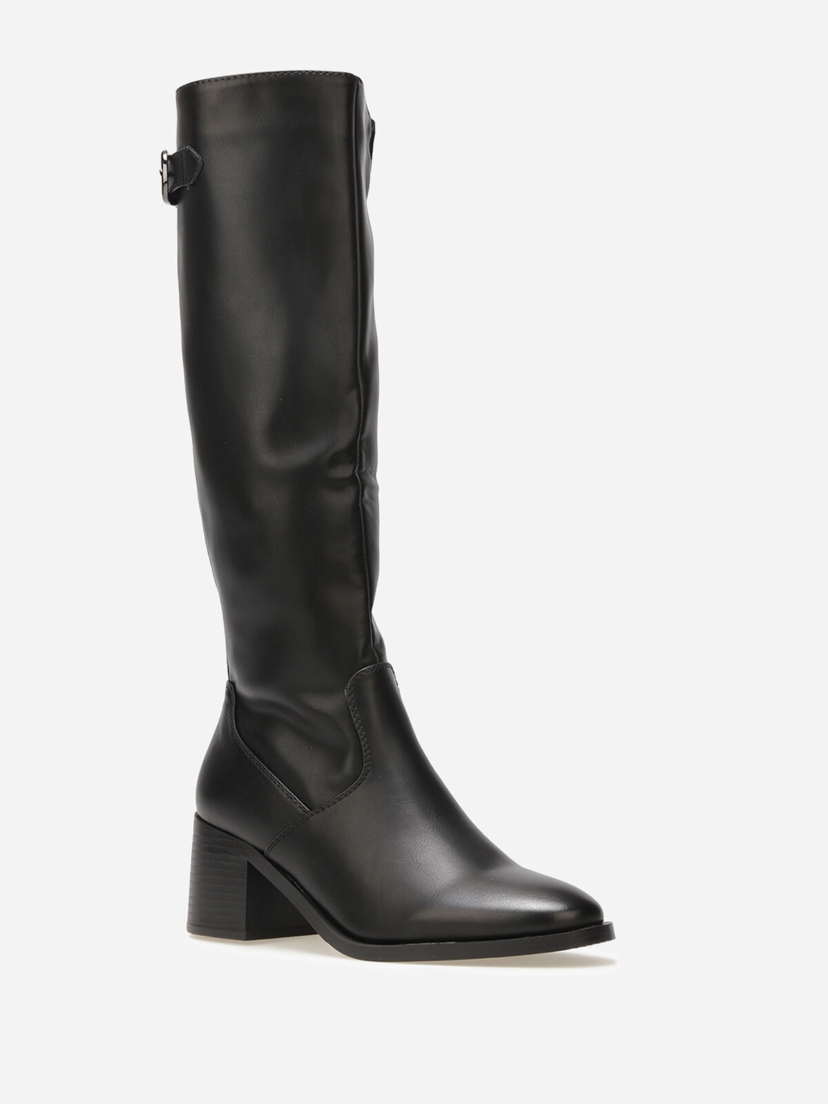 Bottes cavalières à sangle et boucle métallique- Noir