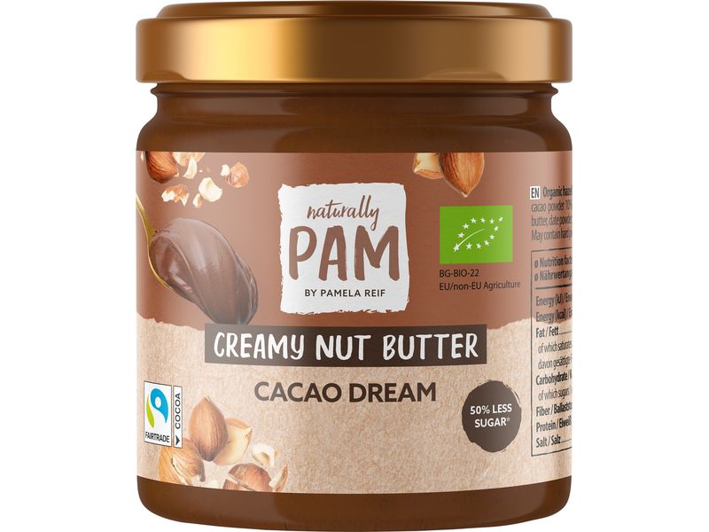 Naturally Pam Brotaufstrich Bio Nut Butter Cacao Dream 200 Bio-Haselnussmus mit Kakaopulver