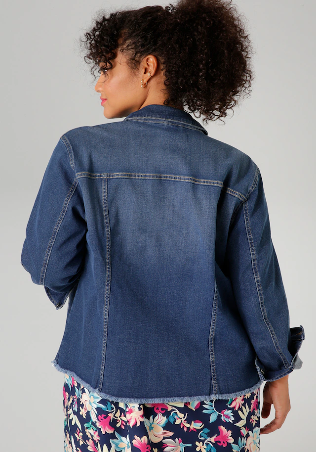 Aniston PLUS Jeansjacke mit ausgefranstem Saum