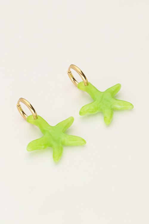 Ocean oorringen met kleine zeester groen