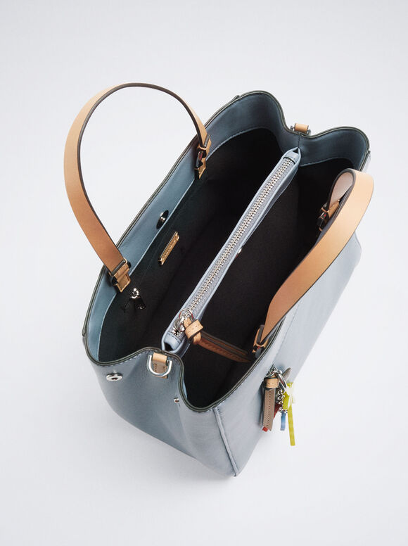 Bolsa tote com pingente - Azul